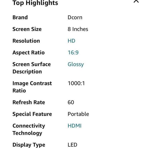 DCORN - 🎉HPX6 🎉 NWT - 8” HD82 Color Monitor- Metal Frame/1280 x 720/ Boxed - Picture 11 of 16